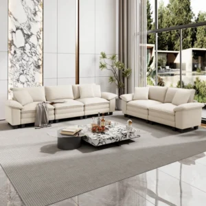 2-Piece Upholstered Modular Sectional Sofa Sets, Oversized Couch Set with Loveseat and Sofa